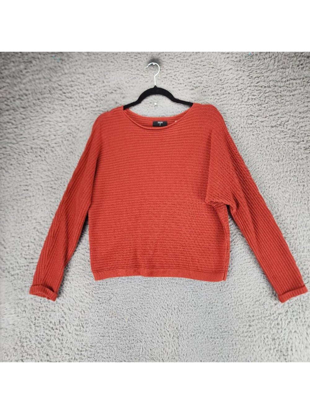 Tahari Sweater Womens Medium Tomato Red Long Sleeve Pullover - Picture 1 of 10